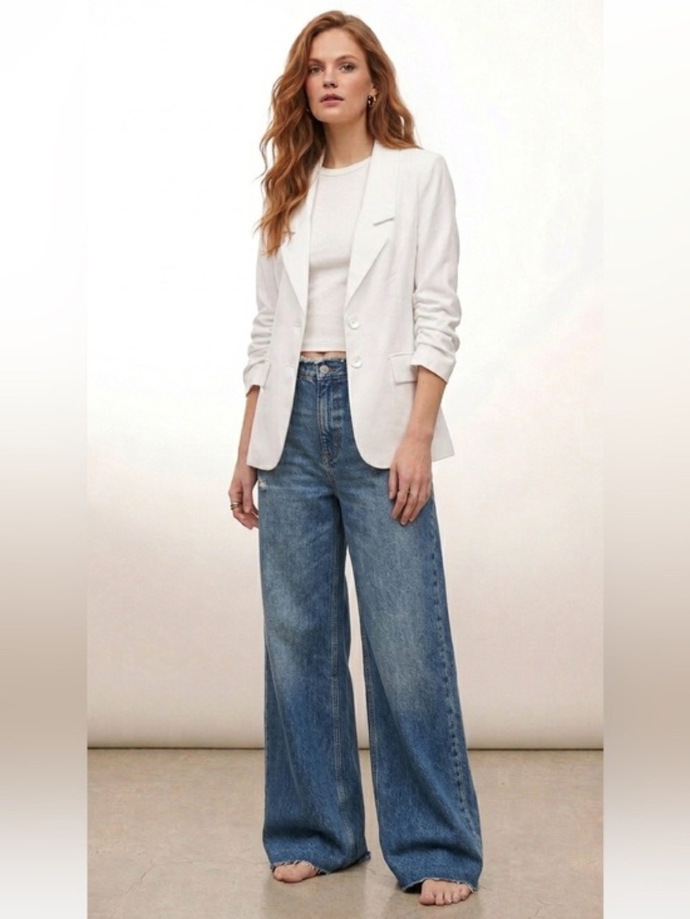 New White Fitted Blazer Size Extra Small